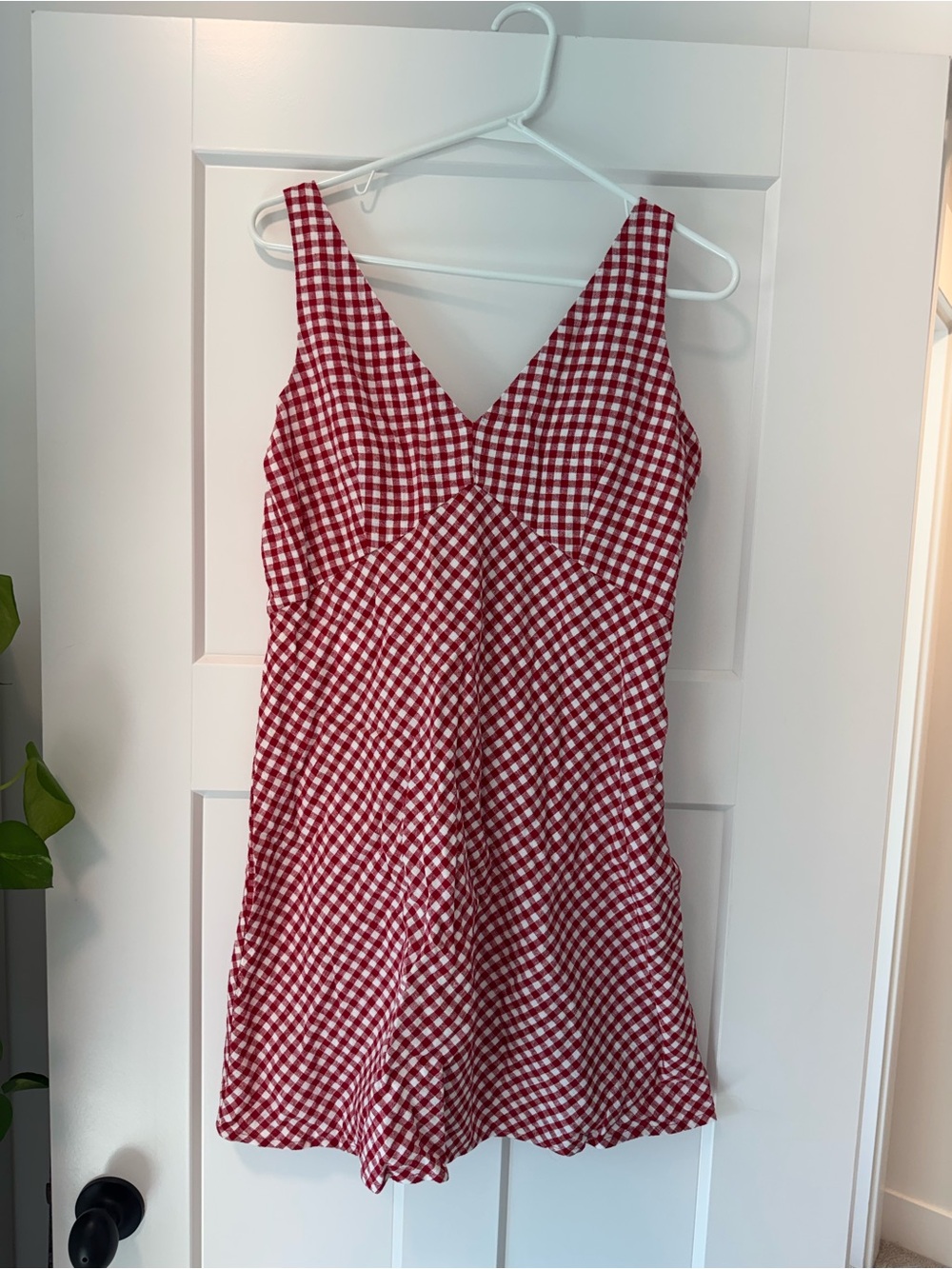 NWT Abercrombie & Fitch Red Gingham Mini Dress Large Tall LT